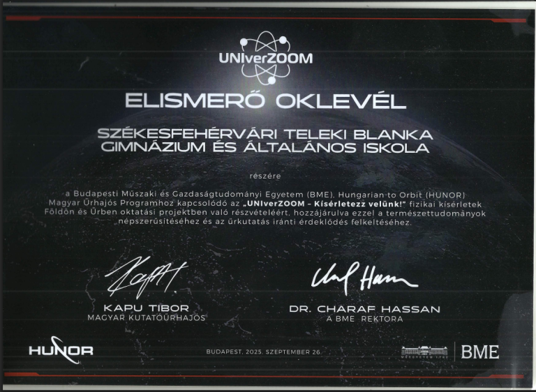 Elismerő oklevél